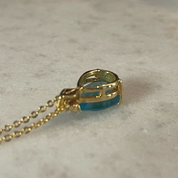 14 KGE Lind ESPO VTG necklace teardrop shape blue stone - Picture 4 of 5